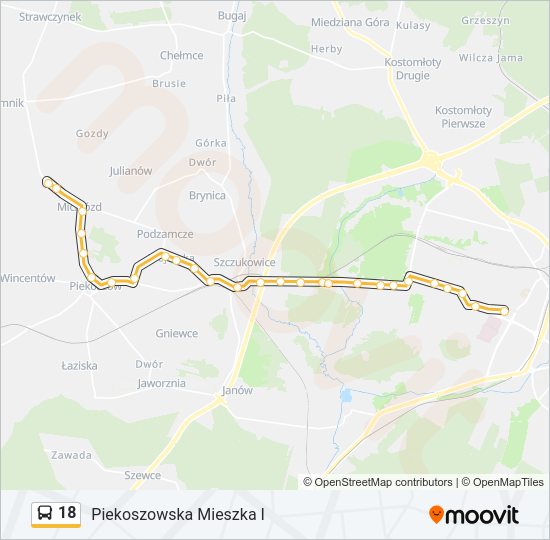 18 bus Line Map