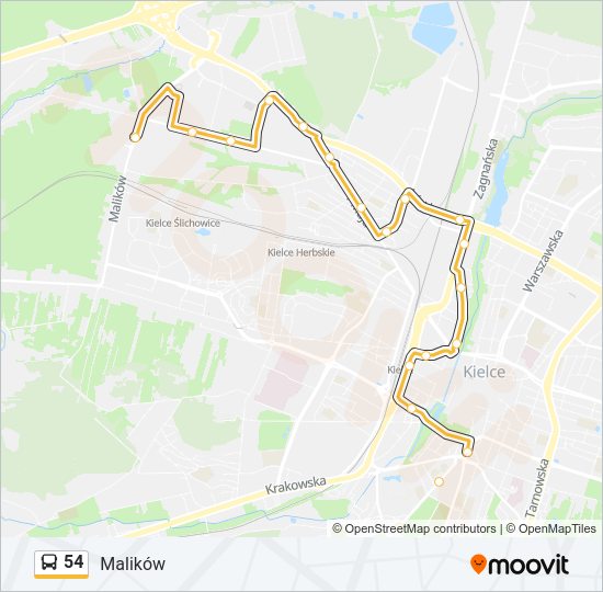 54 bus Line Map