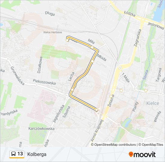 13 bus Line Map