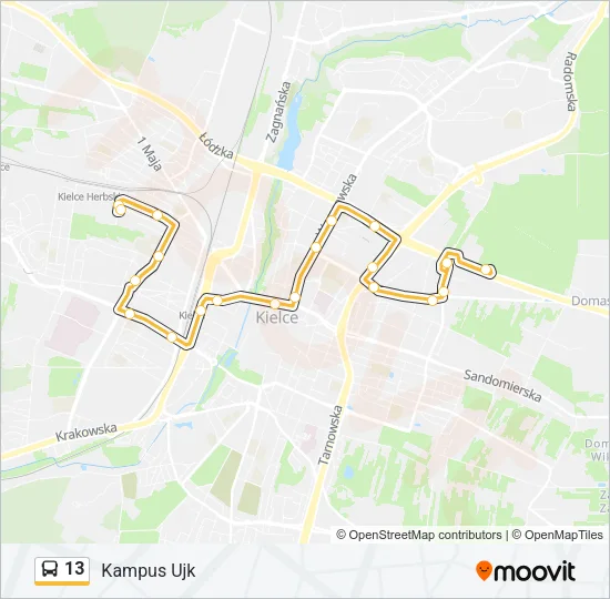 Автобус 13: карта маршрута