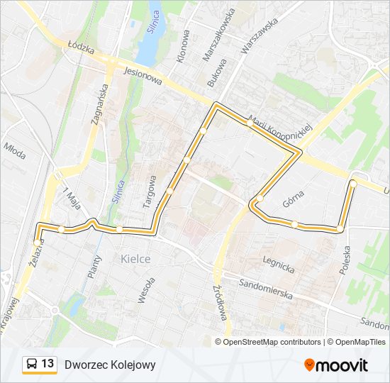 13 bus Line Map