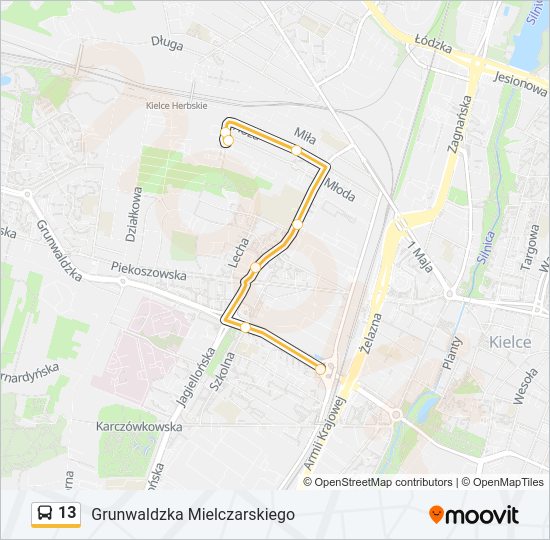 13 bus Line Map