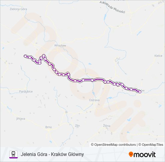 Поезд TLK 63102: карта маршрута