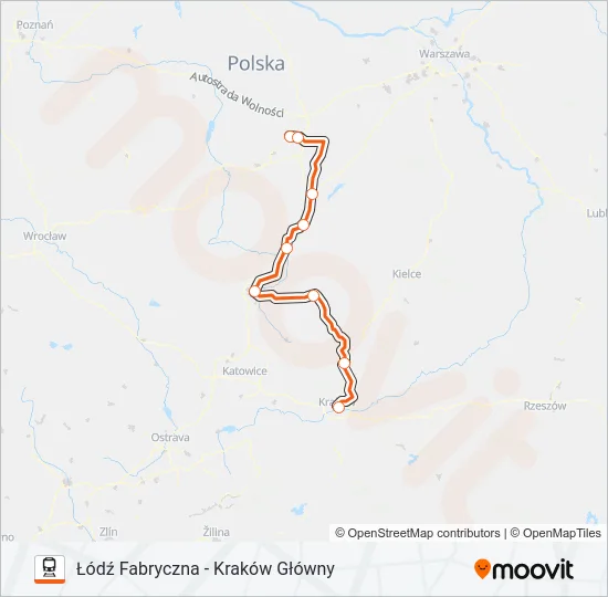 Поезд IC 13109: карта маршрута