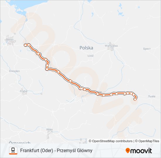 Mapa linii kolej IC 73000