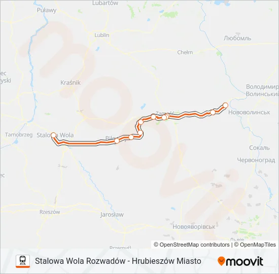 Поезд IC 22101: карта маршрута