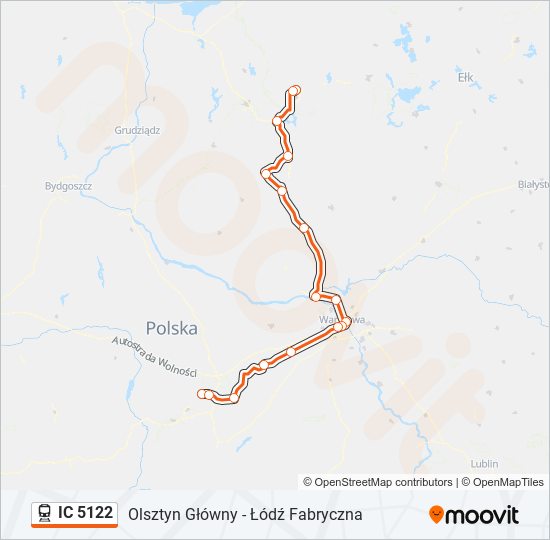 Поезд IC 5122: карта маршрута