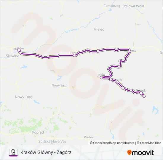 Поезд TLK 30110: карта маршрута