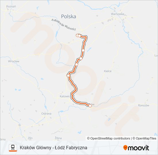 Поезд IC 31108: карта маршрута