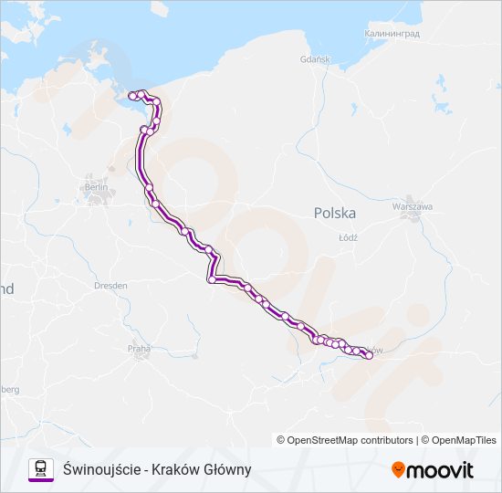 Поезд TLK 83174: карта маршрута