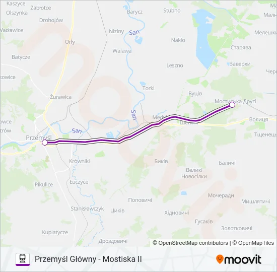 Поезд TLK 33007: карта маршрута
