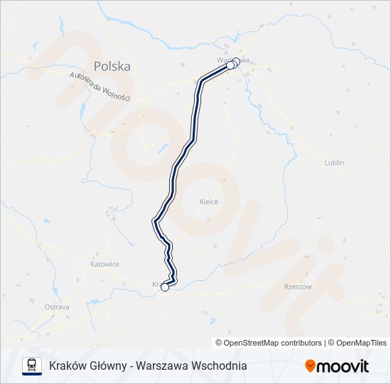 Mapa linii kolej EIP 3102