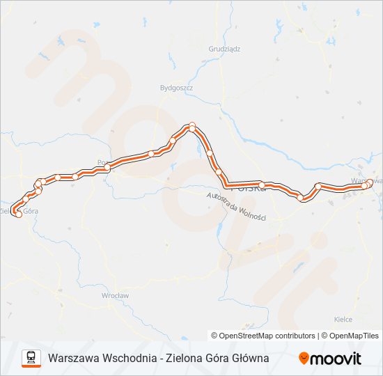 Поезд IC 17102: карта маршрута