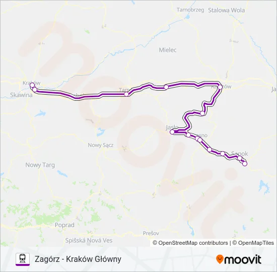 Поезд TLK 33110: карта маршрута