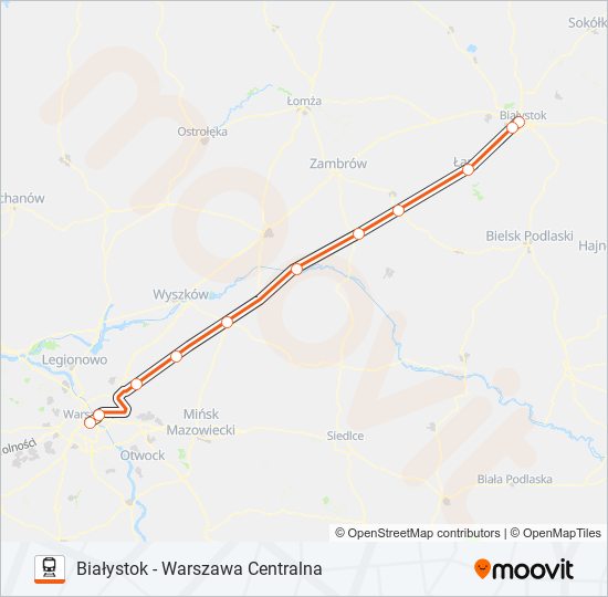 Поезд IC 11160: карта маршрута