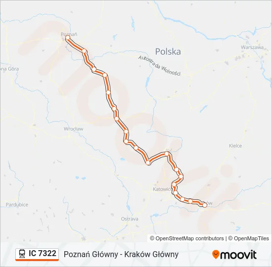 Поезд IC 7322: карта маршрута