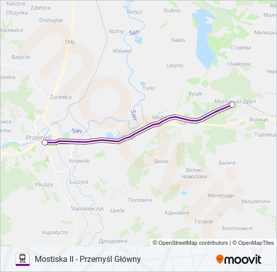 Поезд TLK 33002: карта маршрута