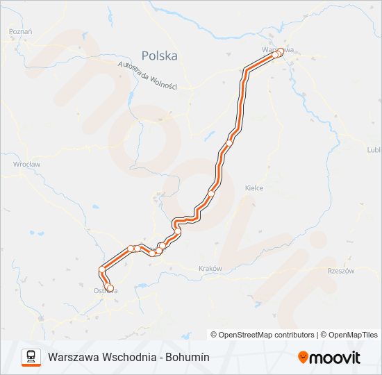 Поезд IC 14004: карта маршрута