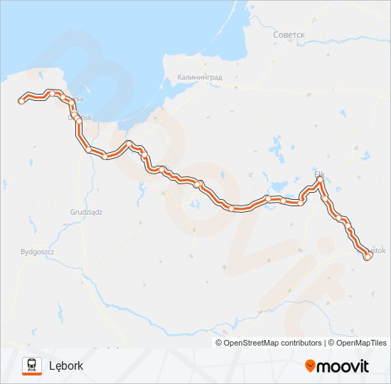 Поезд IC 18105: карта маршрута