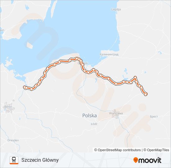 Поезд IC 18105: карта маршрута