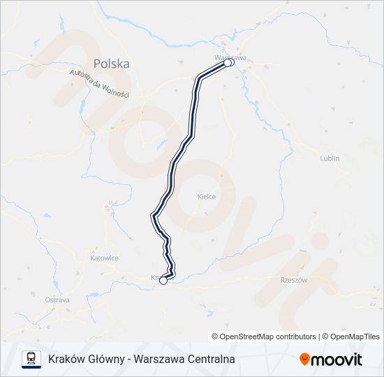 Mapa linii kolej EIP 3106