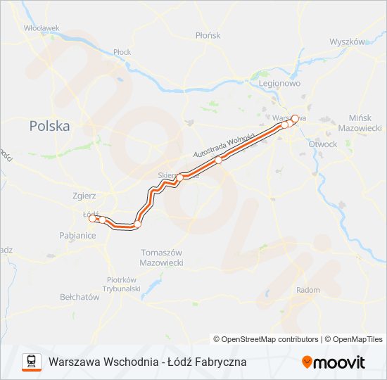 Поезд IC 19130: карта маршрута