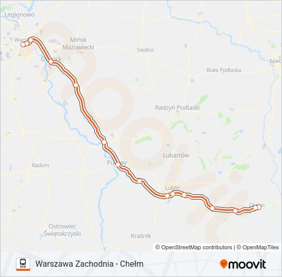 Поезд IC 12100: карта маршрута