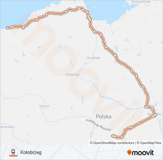 Поезд IC 18115: карта маршрута