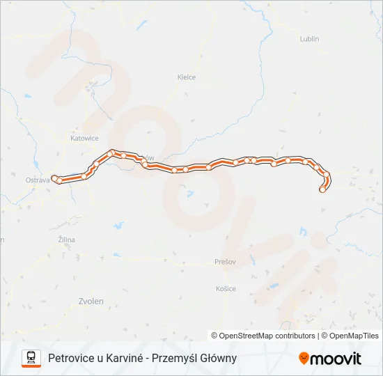 Поезд IC 43000: карта маршрута