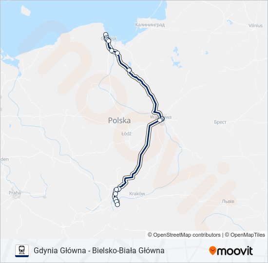 Mapa linii kolej EIP 5402