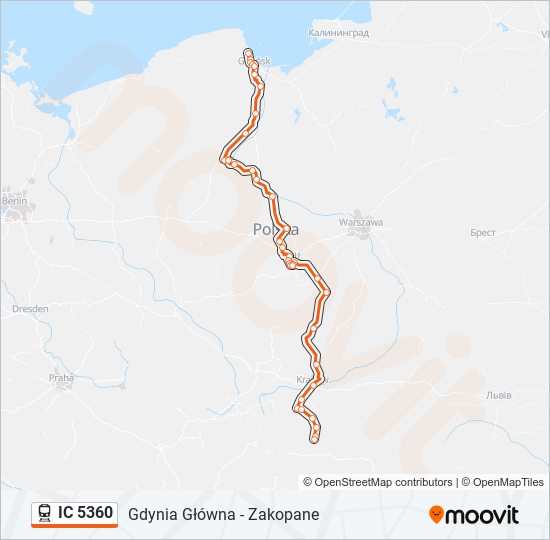 Поезд IC 5360: карта маршрута
