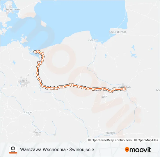 Поезд IC 18170: карта маршрута