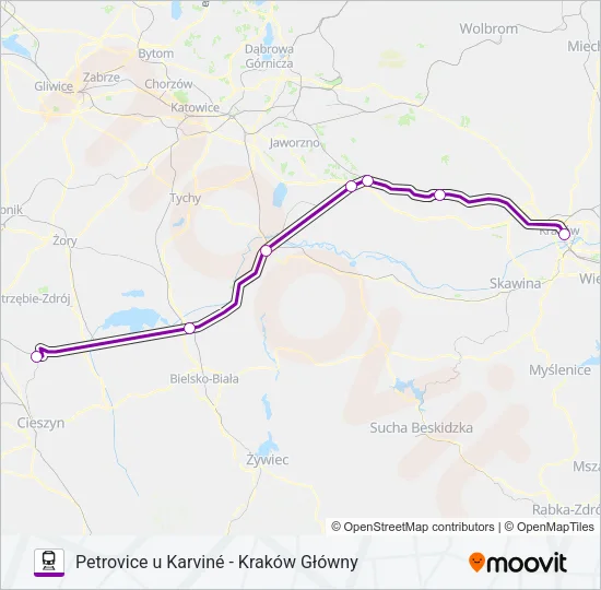 Поезд TLK 43004: карта маршрута