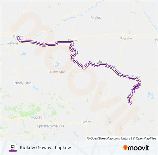 Mapa linii kolej TLK 30160