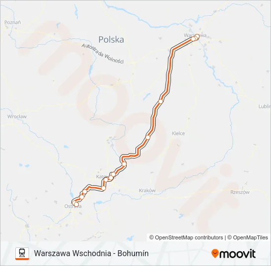 Поезд IC 14008: карта маршрута