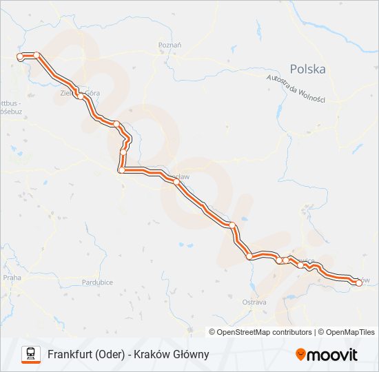 Поезд IC 73002: карта маршрута