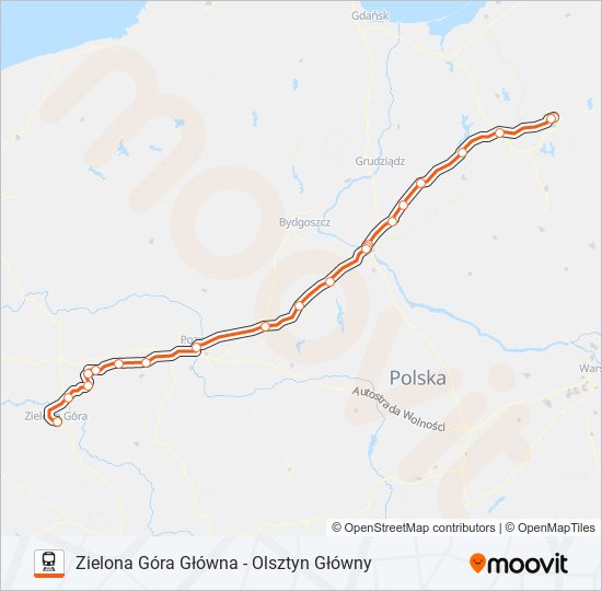 Поезд IC 75101: карта маршрута