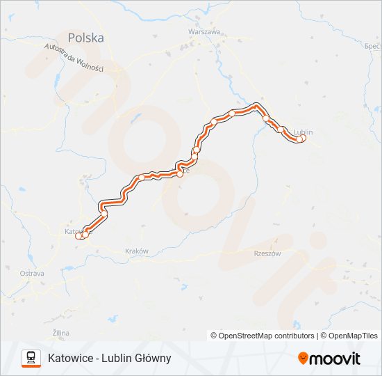 Поезд IC 42100: карта маршрута