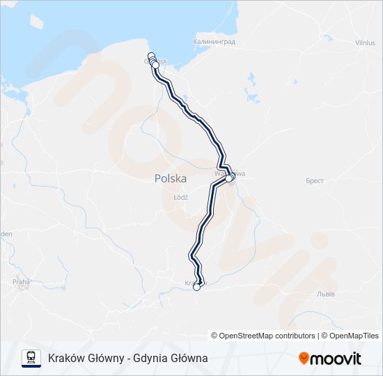 Mapa linii kolej EIP 3502