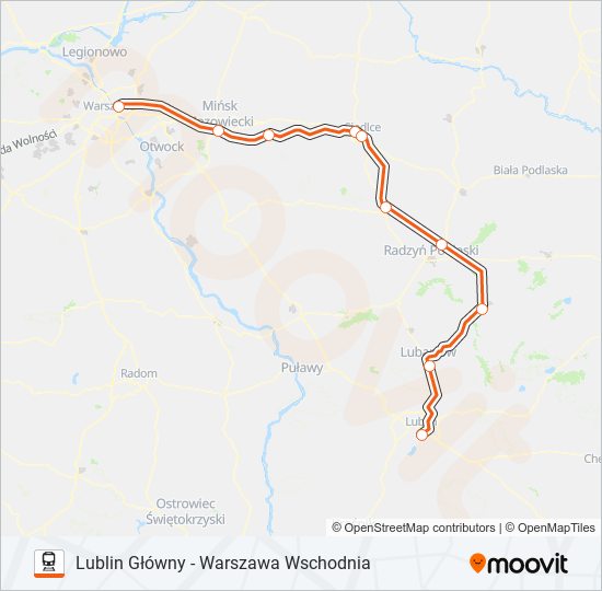 Поезд IC 21105: карта маршрута