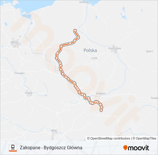 Поезд IC 35150: карта маршрута