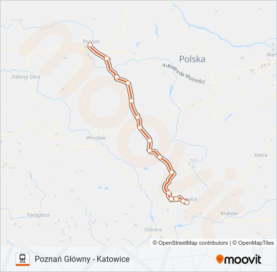 Поезд IC 74100: карта маршрута