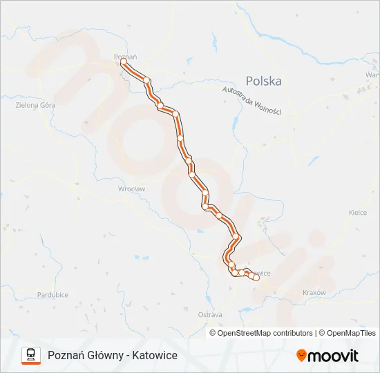 Поезд IC 74100: карта маршрута