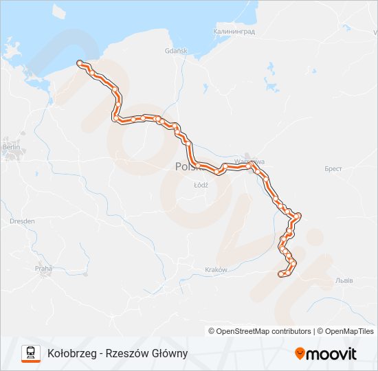 Поезд IC 83102: карта маршрута