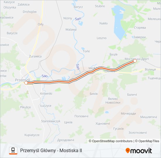 Mapa linii kolej IC 33013