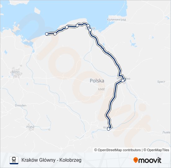 Поезд EIP 3800: карта маршрута