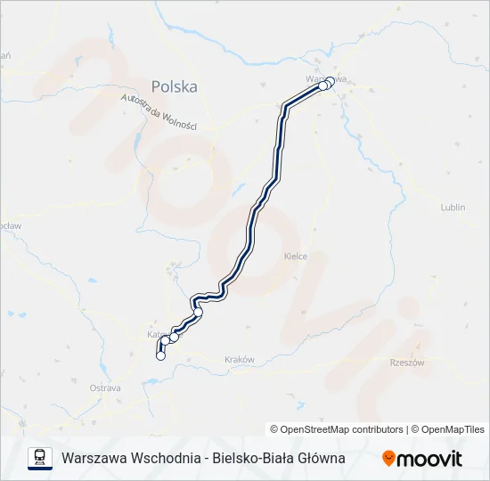 Поезд EIP 1400: карта маршрута