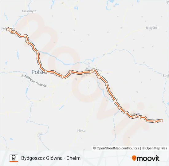 Поезд IC 52100: карта маршрута