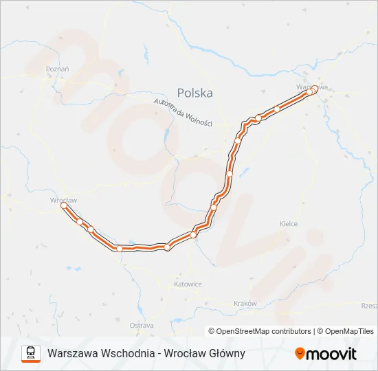 Поезд IC 16102: карта маршрута