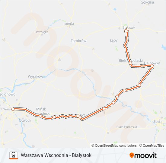 Поезд IC 10100: карта маршрута